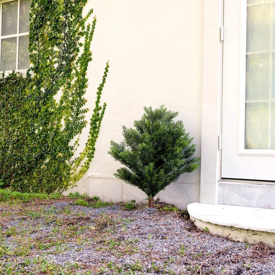 3' UV Resistant Artificial Cedar Bush with Integrated Ground Stake