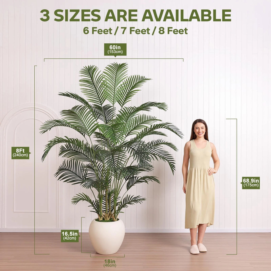 Artificial Palm Tree Plant - 8FT Tall Fake Tree with Realistic Look & UV Prot...