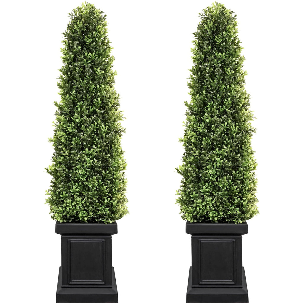 3.5ft Boxwood Outdoor Topiary Set of 2, Tall All Year Green Fake Plant Topiar