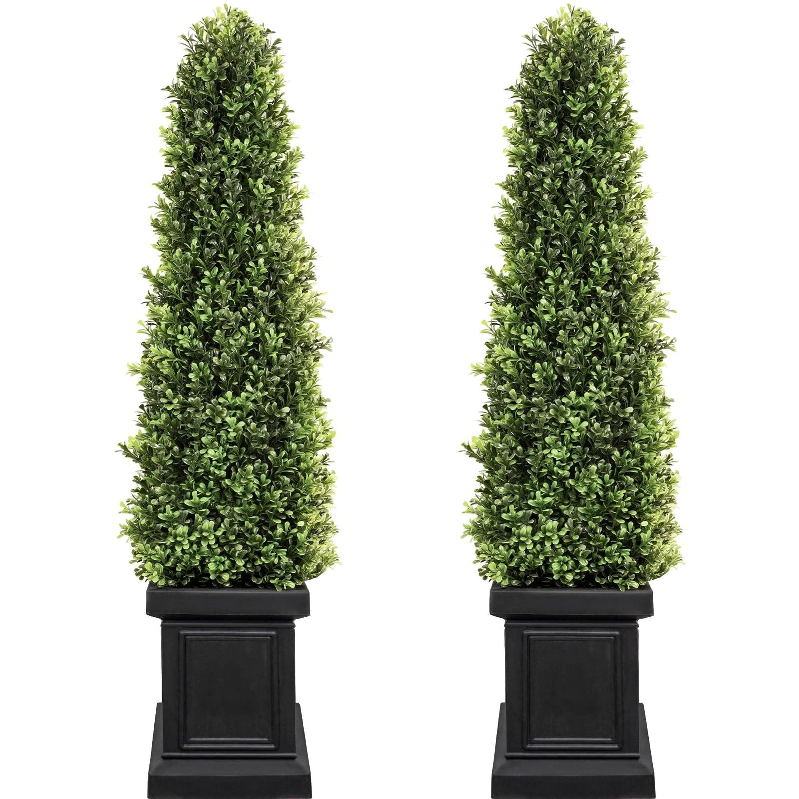 3.5ft Boxwood Outdoor Topiary Set of 2, Tall All Year Green Fake Plant Topiar