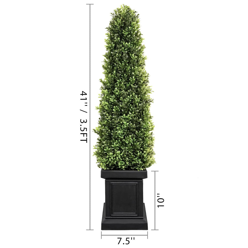3.5ft Boxwood Outdoor Topiary Set of 2, Tall All Year Green Fake Plant Topiar