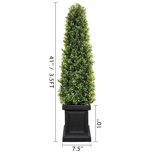 3.5ft Boxwood Outdoor Topiary Set of 2, Tall All Year Green Fake Plant Topiar