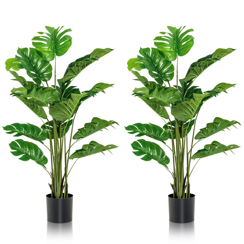5FT Artificial Tree 2-Pack Faux Monstera Deliciosa Plant for Indoor & Outdoor