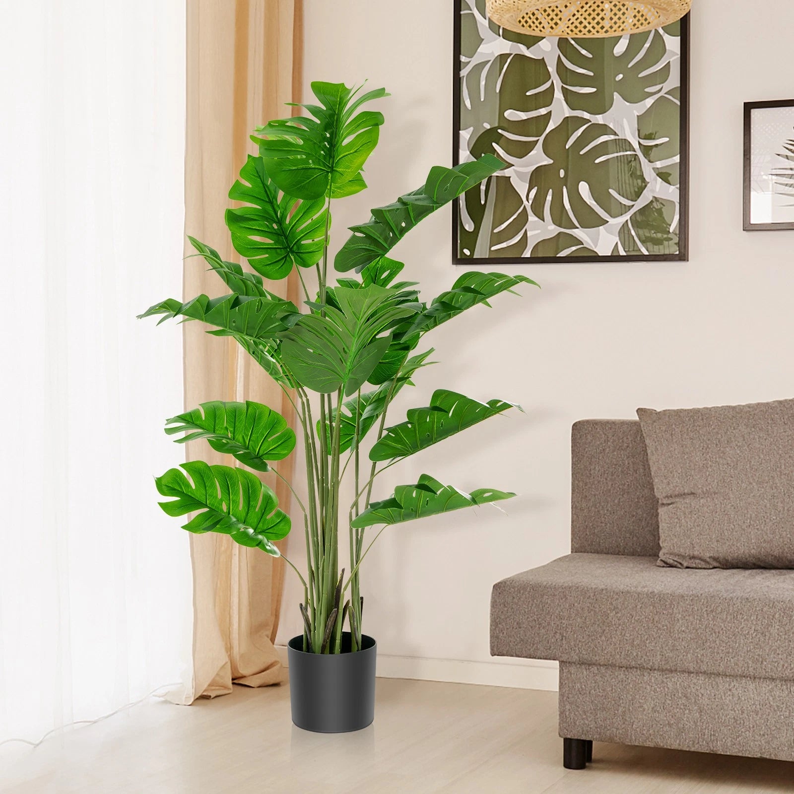 5FT Artificial Tree 2-Pack Faux Monstera Deliciosa Plant for Indoor & Outdoor